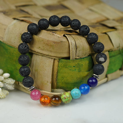 Lava Stone & 7 Chakra Bracelet