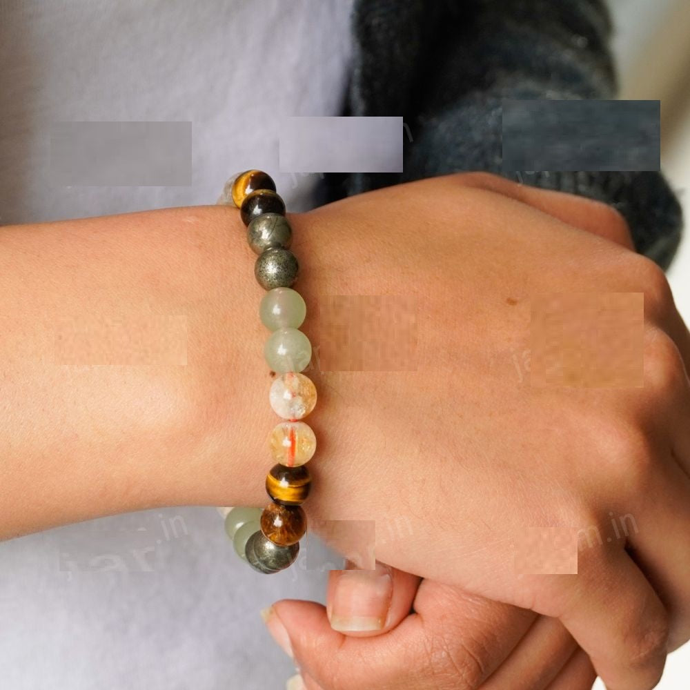 Money Magnet Fusion Band - Pyrite, Tiger Eye, Citrine & Aventurine Beads