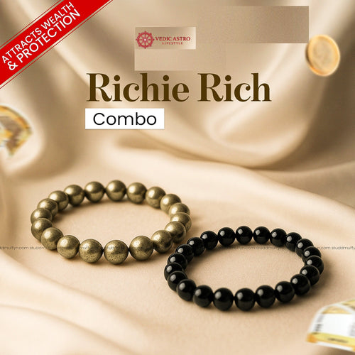 Richie Rich Combo (Pyrite bracelet + Black Obsidian Bracelet)